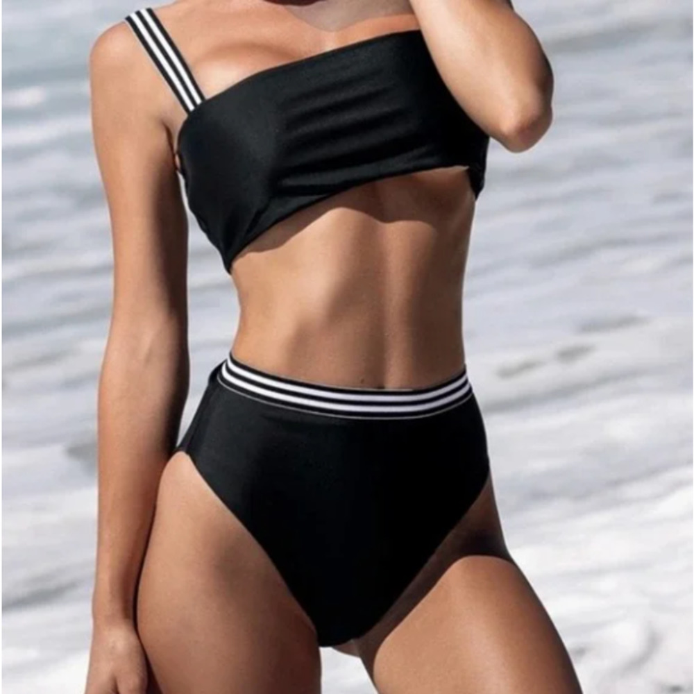 NWT Revolve VDM The Label Sky High Waist High Rise Stripe Bikini Bottom
